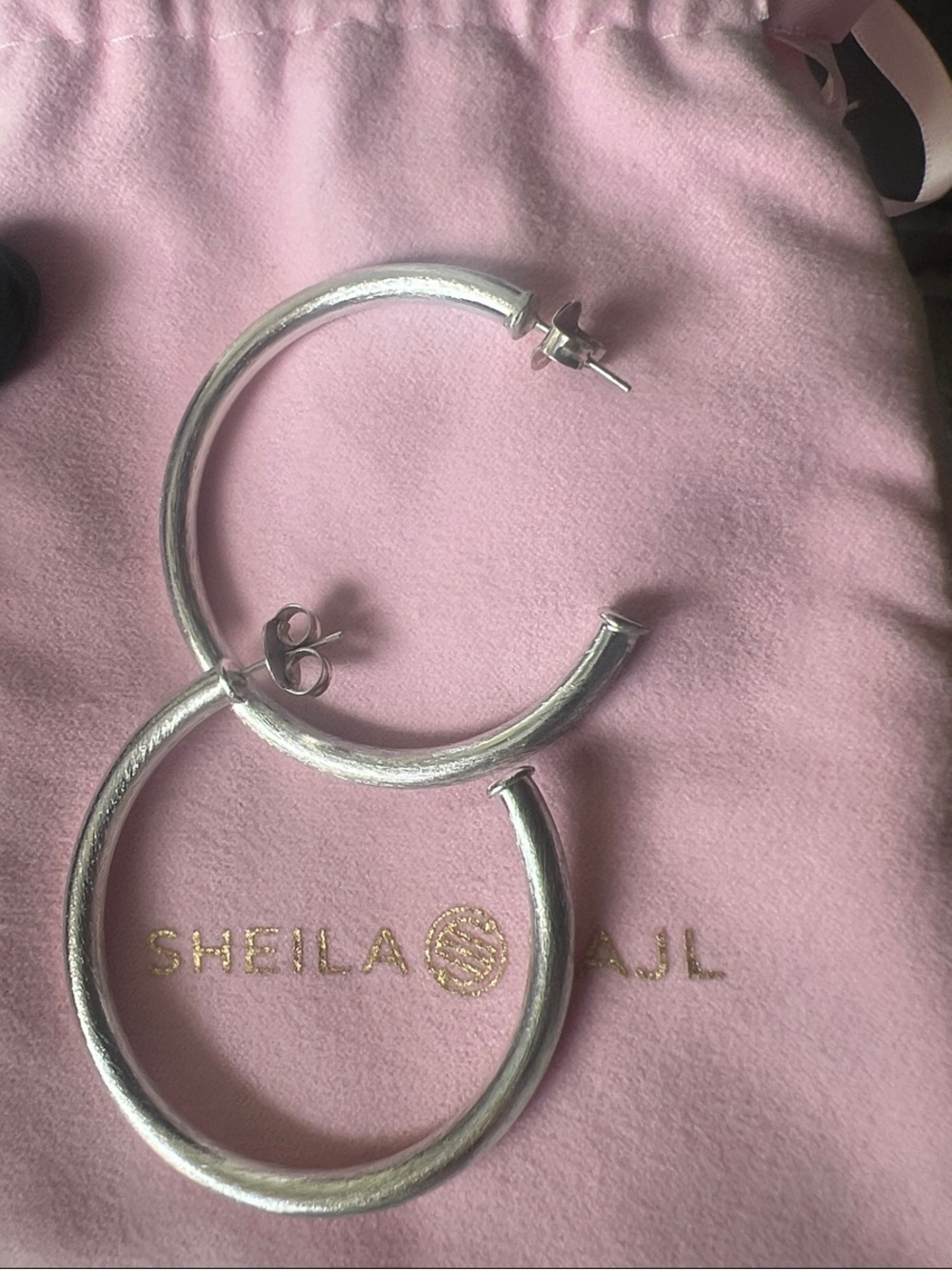 Sheila Fajl Silver Hoop Earrings - Textured Polished Hoops